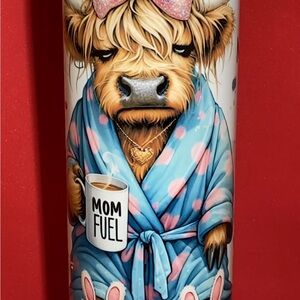 Cute Cow Tumbler with Pink and Blue Design